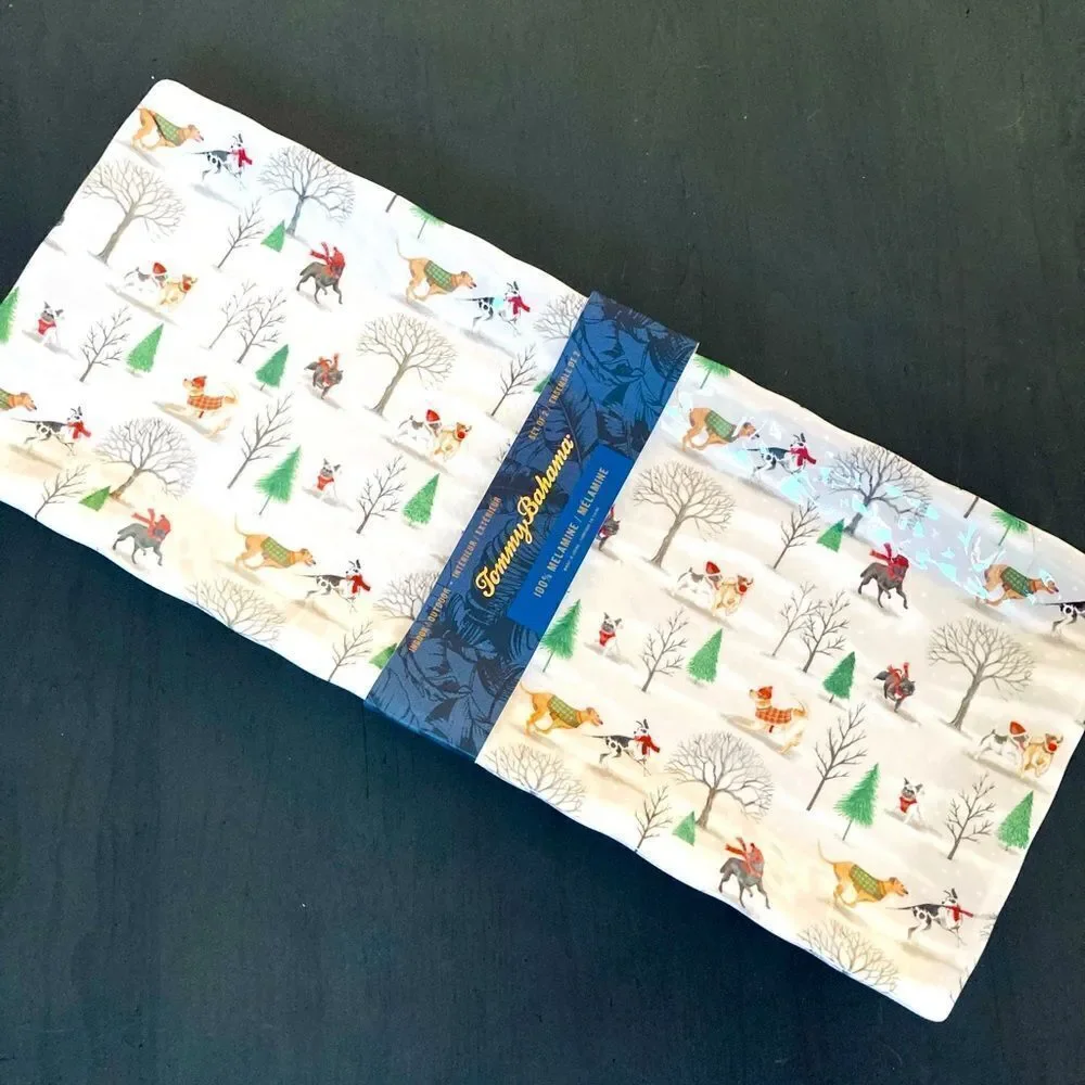 Tommy Bahama 2-pc Large Christmas Dogs Serving Platter Trays